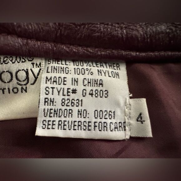 VTG Jeanology Newport News Deep Burgundy Plum Leather Jeans Size 4 - Picture 13 of 15